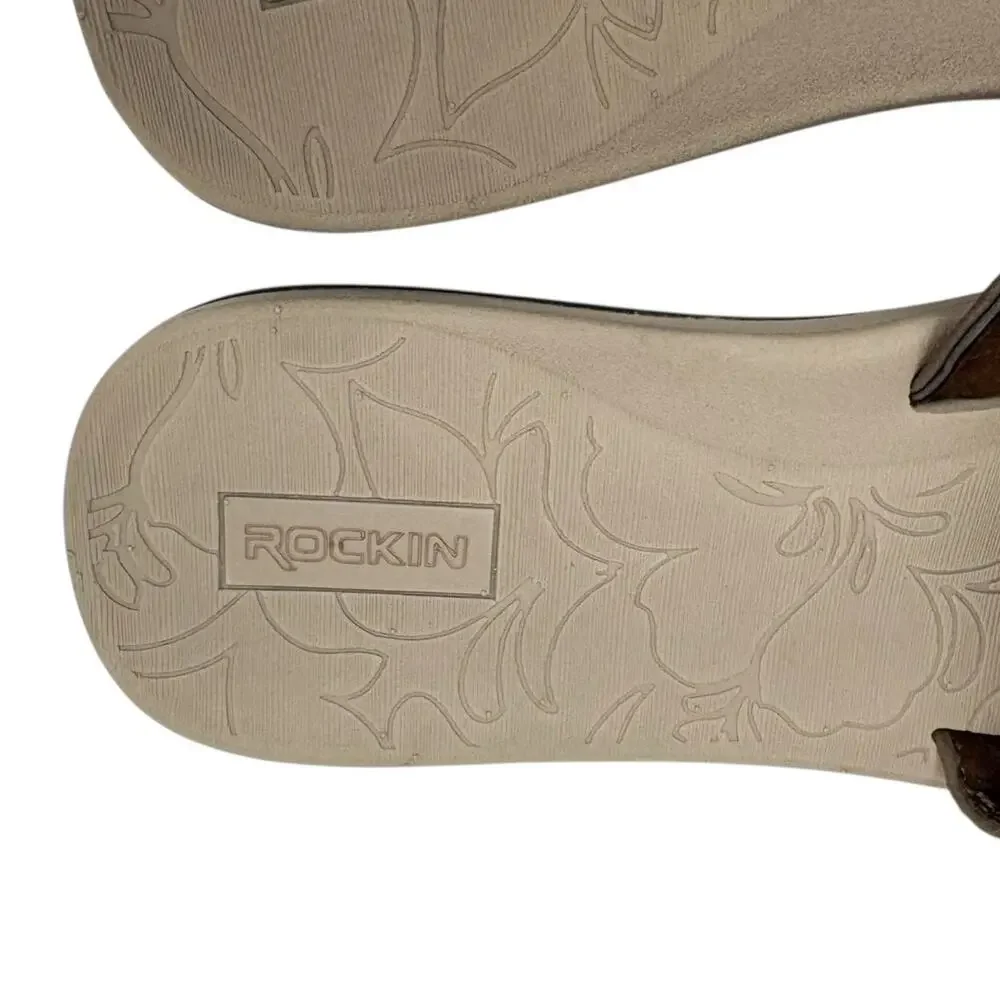 Rockin Brown Faux Suede Lightweight Padded Breathable Flip Flops Sz‎ 11 Comfort